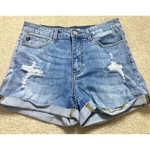 KANCAN‎ Women's Denim Distressed Cuffed Shorts Size 28 Light Wash KC6036L